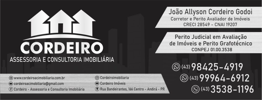 Imagem com todos números e contatos do escritório Cordeiro imobiliária